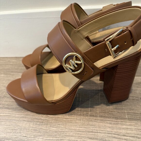 Michael Kors Luggage Brown chunky heels size 9.5 - Picture 1 of 7